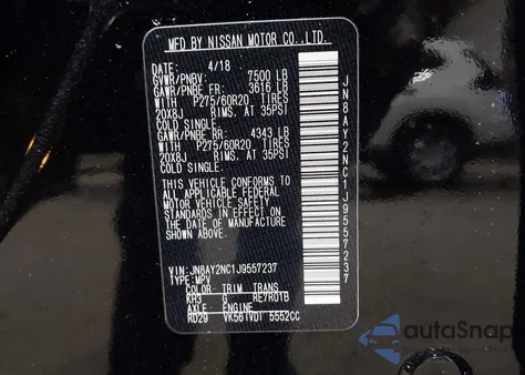 2018 Nissan Armada Sl from USA, damaged, VIN JN8AY2NC1J9557237